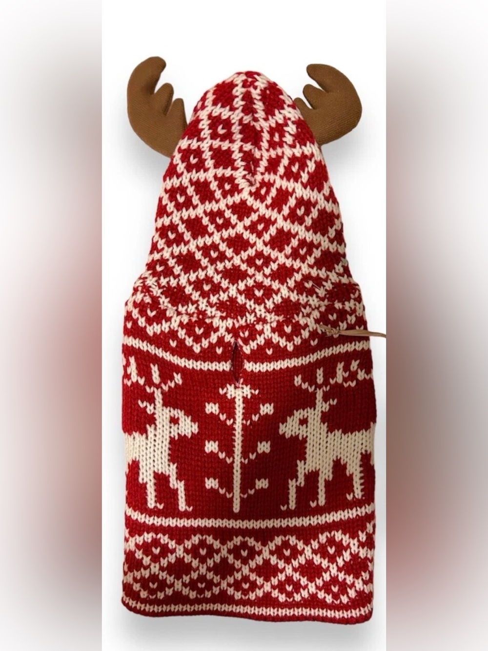 Red and Cream Fair Isle Reindeer Knit Pet Sweater